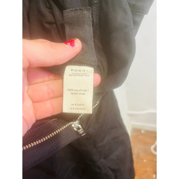 DONNI Women's Black Twill Pleated Button Front Zip Up Closure Pants Size Large - Picture 8 of 15